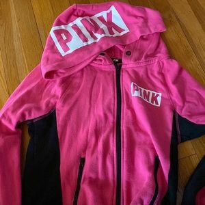 pink zip up sweatshirt- womens xs